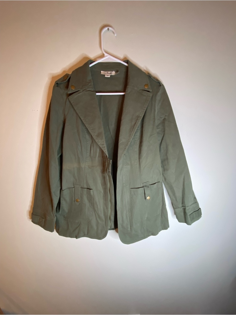 Simply Noelle Olive Utility Jacket with Button Flap Pockets